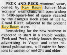 Kay Baum - March 1977 Mention Of Peck And Peck